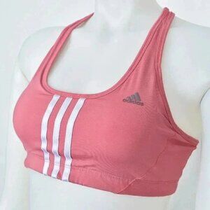 Adidas Rose Pink 3 Stripes Sports Workout Racerback Bra Small